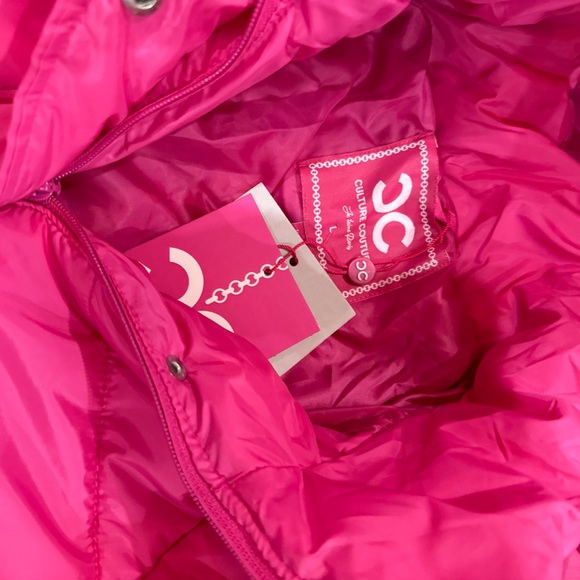 NWT Culture Couture‎ Pink Hooded Puffer Coat Large Women’s Size Large - Picture 6 of 8